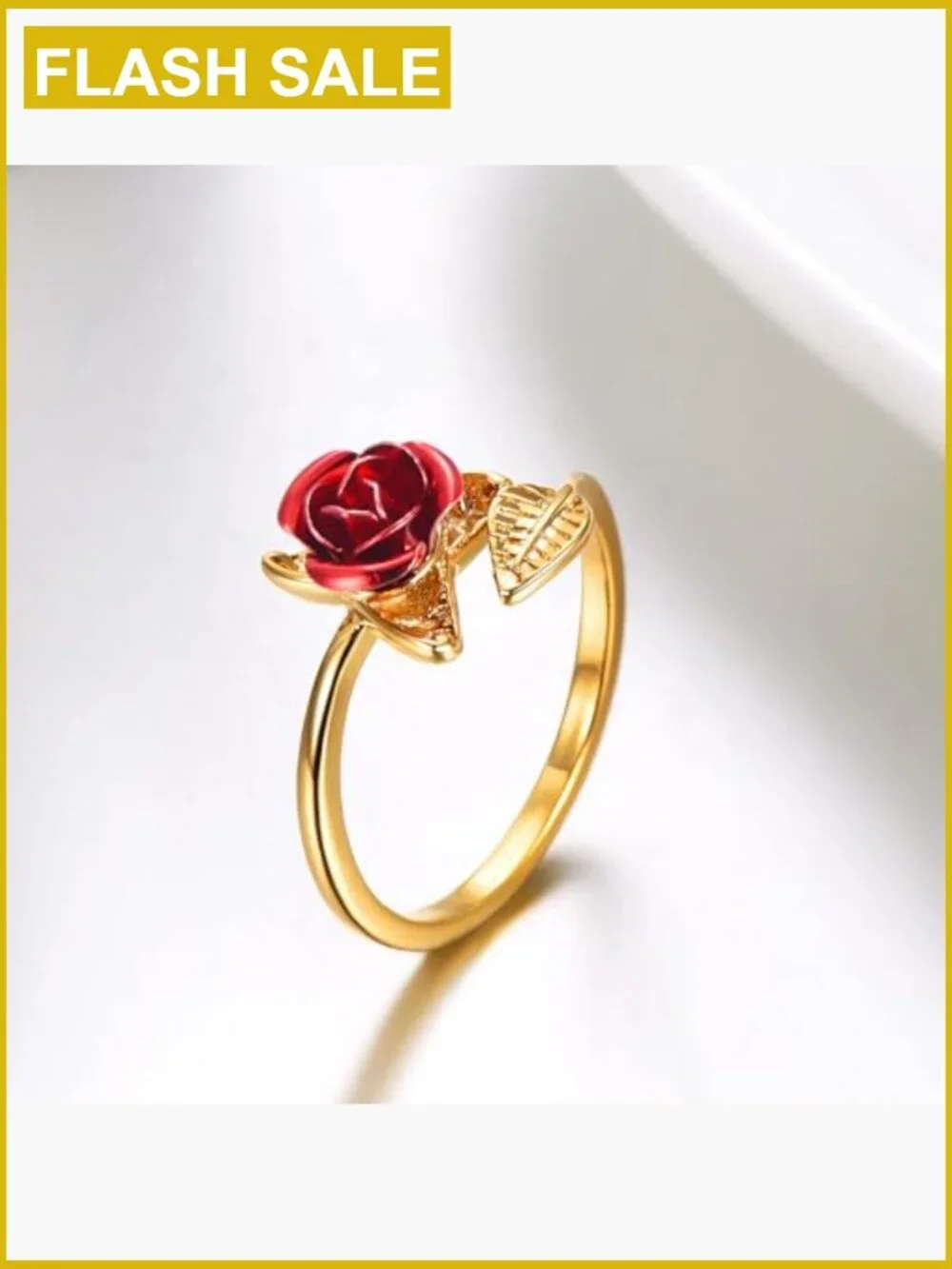 Stackable Rose Flower Ring Adjustable Band Sz 5-10
